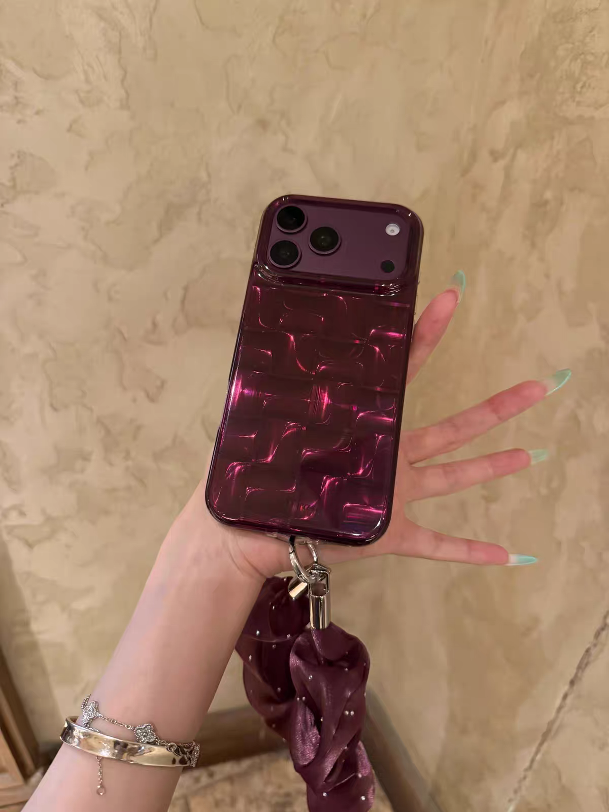 Burgundy Woven Scrunchie iPhone Case