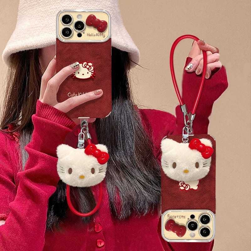 Cute KT Window Display Case – Leather Finish for iPhone