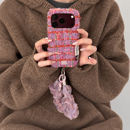 Pink Purple Fuzzy Knit iPhone Case