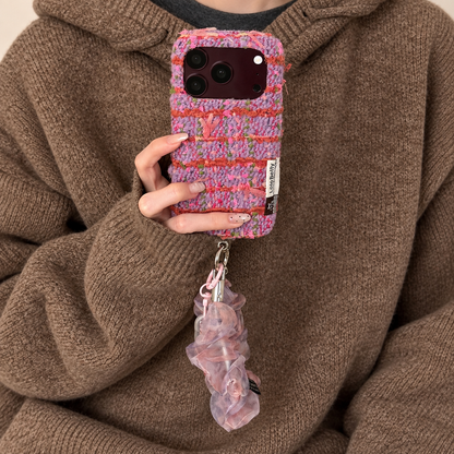 Pink Purple Fuzzy Knit iPhone Case