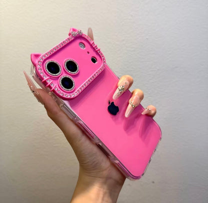 Kitty Rhinestone iPhone Case – Full Protection
