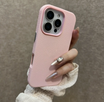 Premium Matte Litchi Leather Case – Full Protection for iPhone