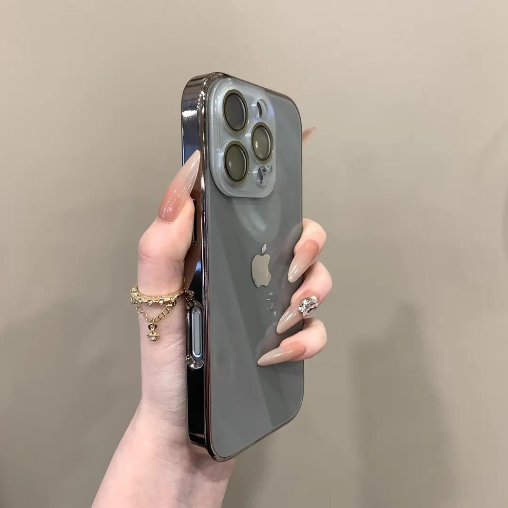 Premium INS Electroplated Glass Case with Camera Guard