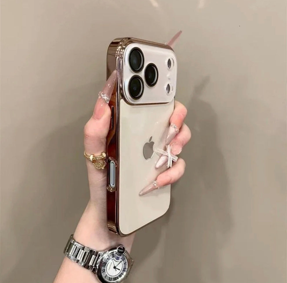 Premium INS Electroplated Glass Case with Camera Guard