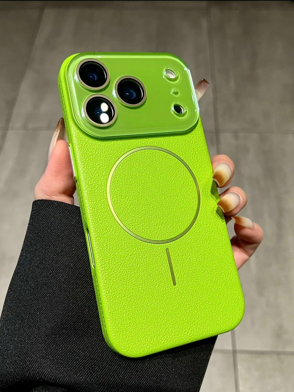 MagSafe Crystal Litchi Grein Case