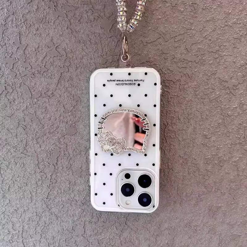Sparkling diamond Kitty mirror phone case