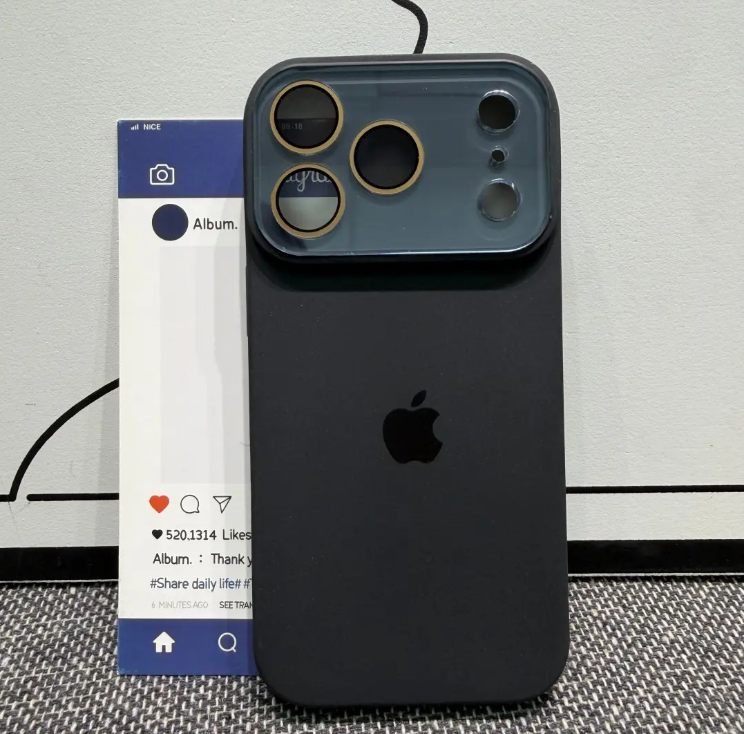 INS Style Plain-Thin Full-Coverage Silicone Phone Case with Integrated Camera Button