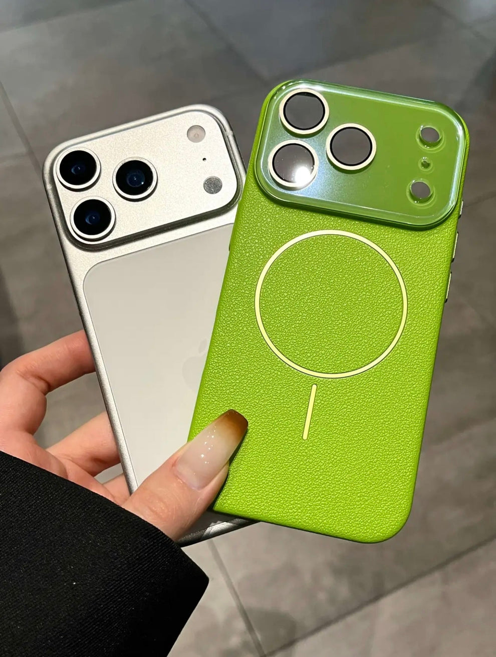 MagSafe Crystal Litchi Grein Case