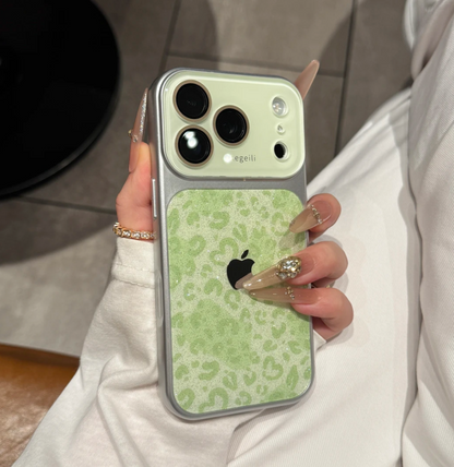 Glitter Heart Leopard iPhone Case