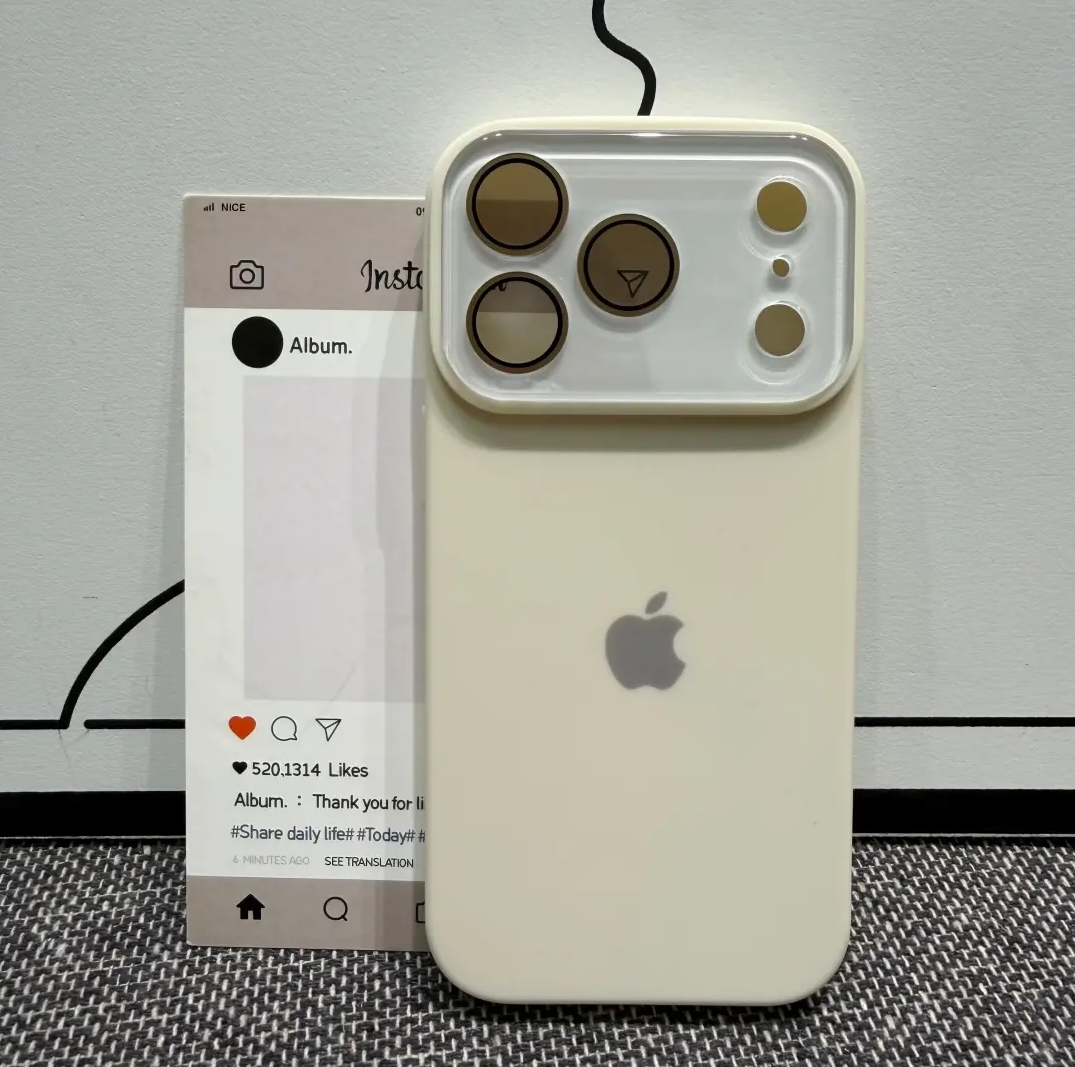 INS Style Plain-Thin Full-Coverage Silicone Phone Case with Integrated Camera Button